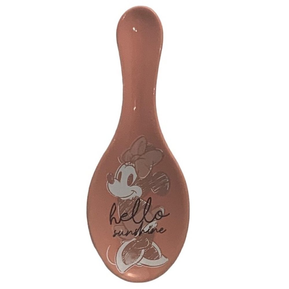 Disney Minnie Mouse Spoon Rest Ceramic Hello Sunshine NWT Mid Century Pink Coral - Picture 3 of 15